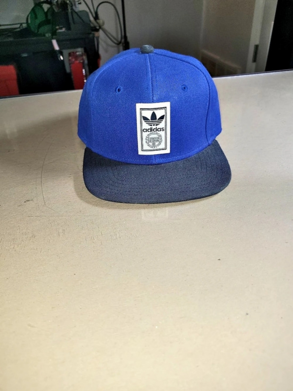adidas Originals Trefoil Patch Snapback Hat Blue & Black Cap